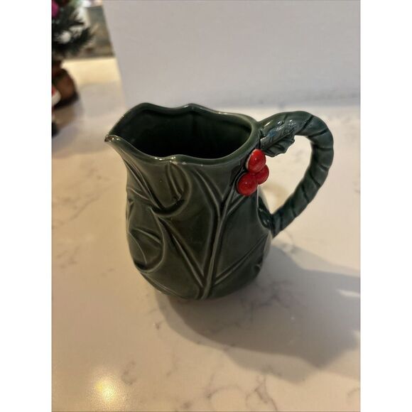 Vintage Lefton Green Holly Berry Creamer 6301 Made in Japan Dated 1970/71 - Picture 6 of 6